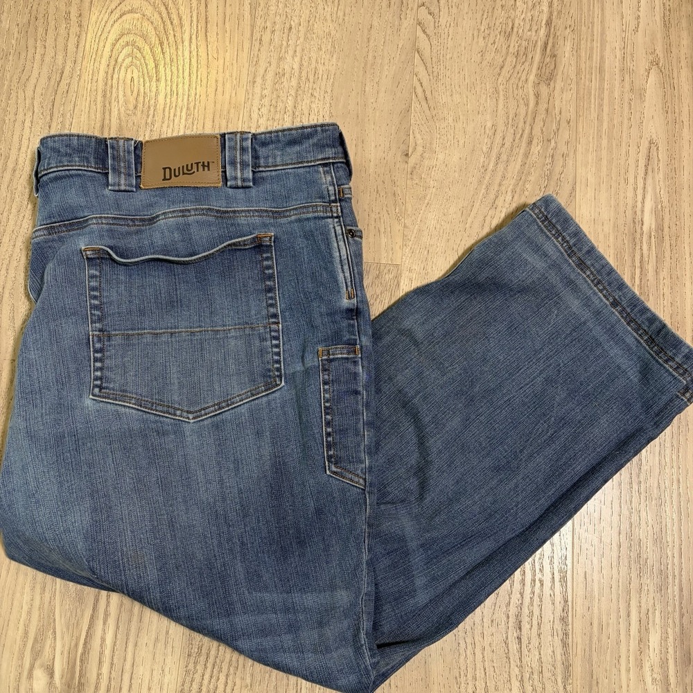 Duluth Trading Ballroom Double Flex Jeans Men's 44X28 Blue‎ Denim Wide Leg 44x26